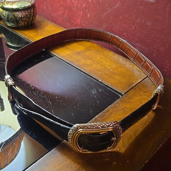 VTG Brighton - Croc Gold/Silver Reversible Belt Black/Brown - Size 32 - Picture 9 of 9